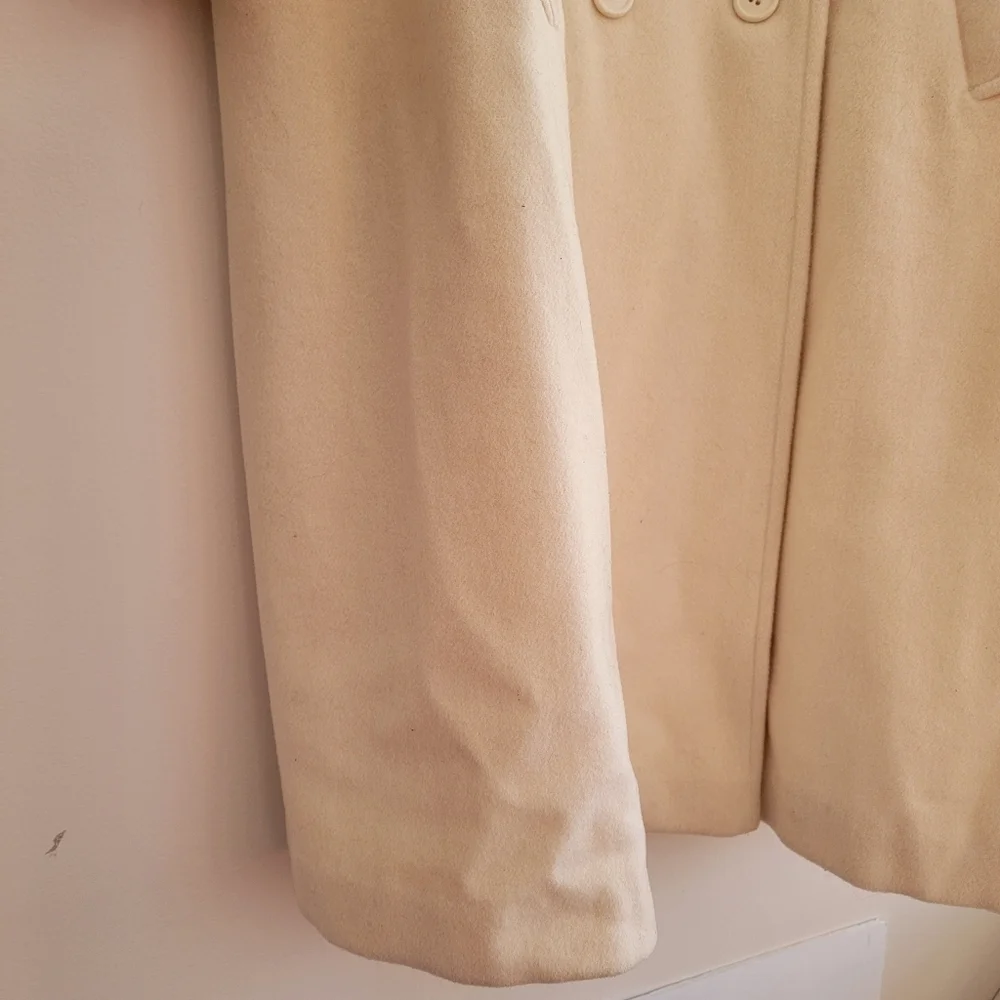 Vintage 60s Miss Abbmoor High Quality Wool Double Breasted Coat Cream XL- XXL